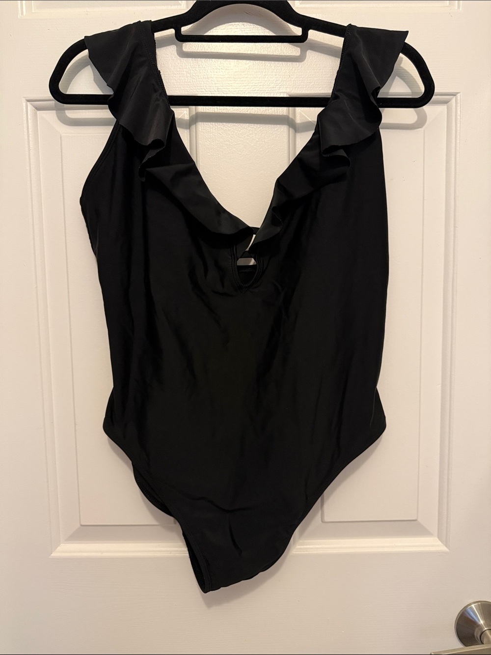 Shade & Shore Black Ruffle One-Piece Swimsuit
